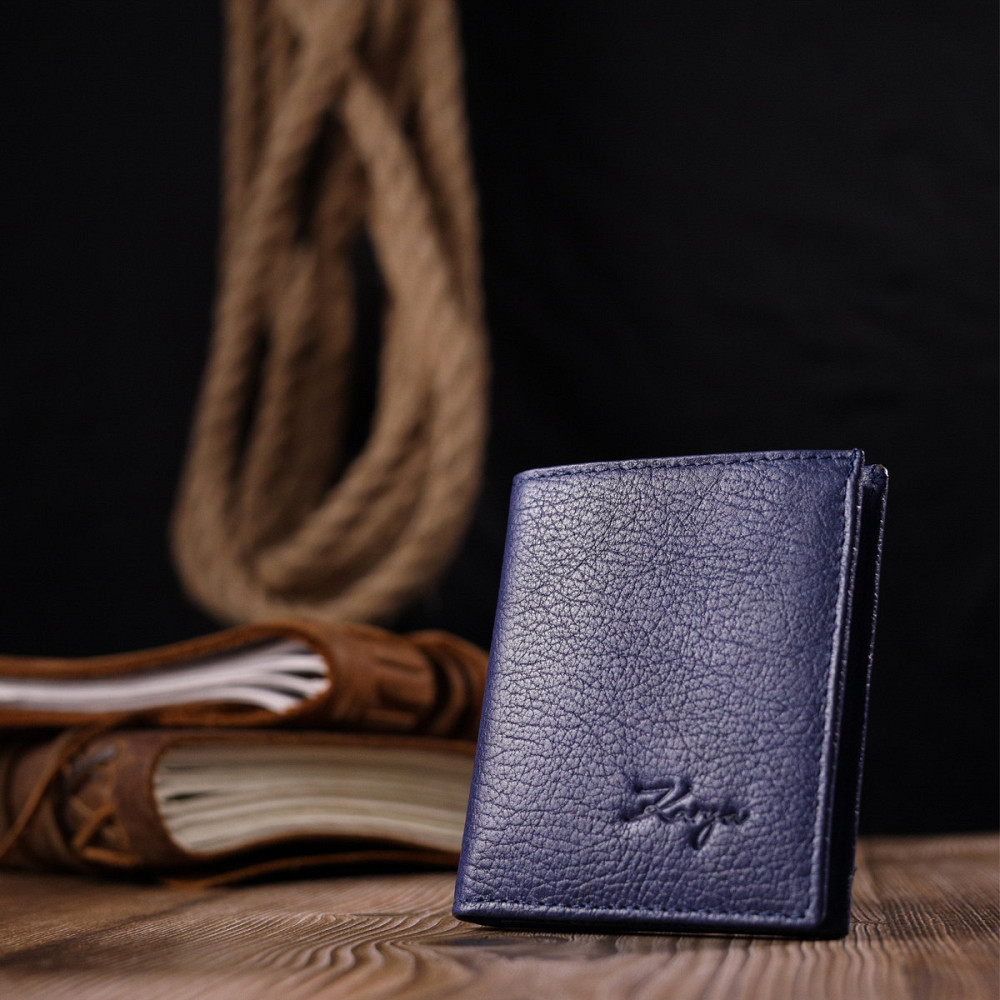 Стильный мужской кошелек из натуральной кожи KARYA 21060 Синий Киев - изображение 3