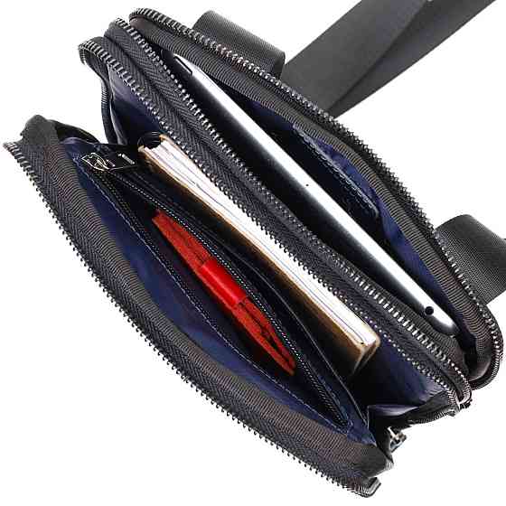 Стильная мужская сумка через плечо из натуральной кожи SHVIGEL 22142 Синяя Киев