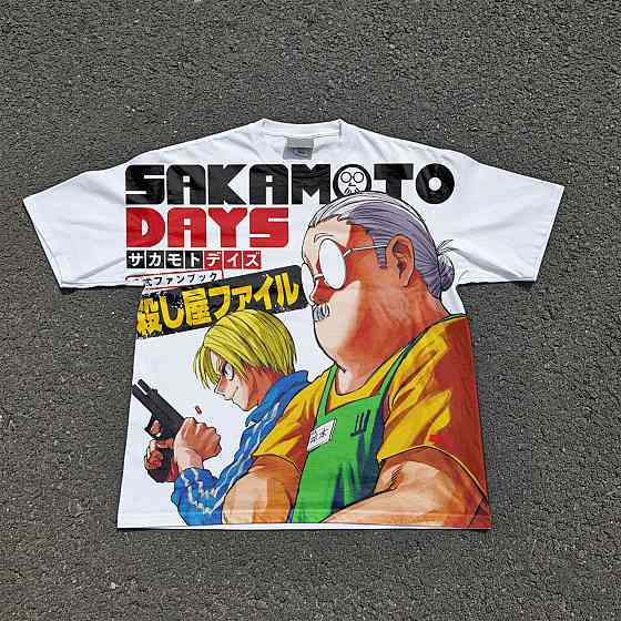 Футболка для мальчика с принтом аниме Аниме Сакамото Дайс Таро манга оверсайз (рост от 165 до 180 ) Черний Днепр