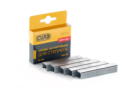 Скоби для степлера 14*11,3*0,7mm, (гартовані, квадратні) (1000 шт.) СІЛА Рівне - фото 1