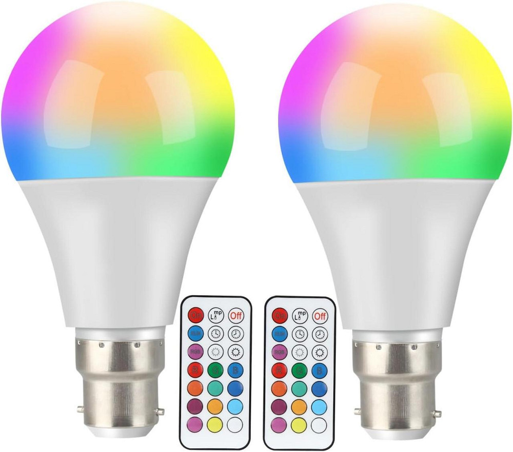 Світлодіодні RGB-лампи B22 A19 зі зміною кольору з дистанційним керуванням, 10-ватні Київ - фото 1