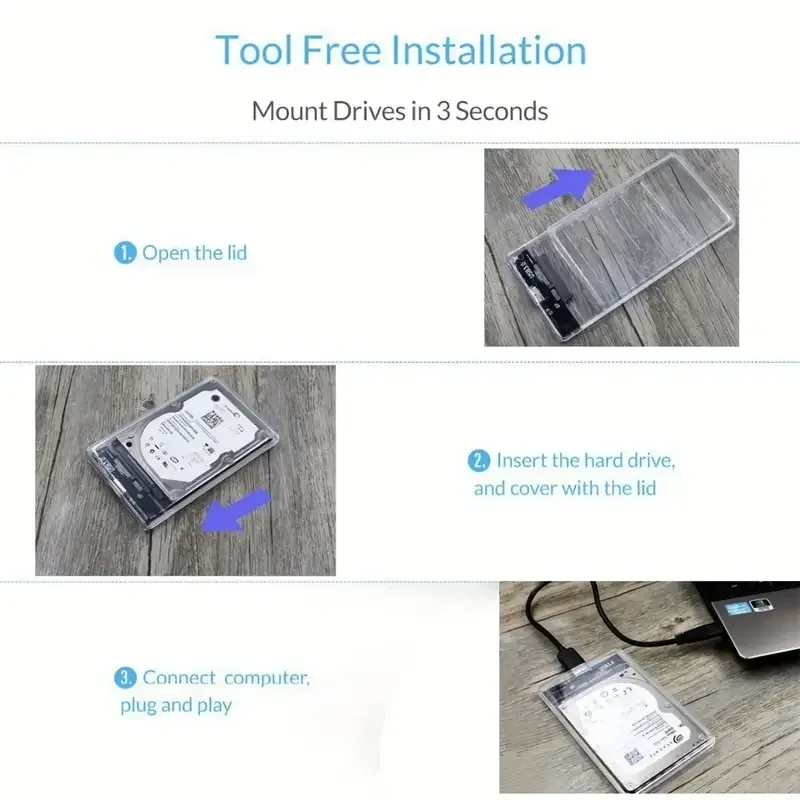 Прозорий корпус для 2.5" HDD/SSD з LED-індикатором Київ - фото 10