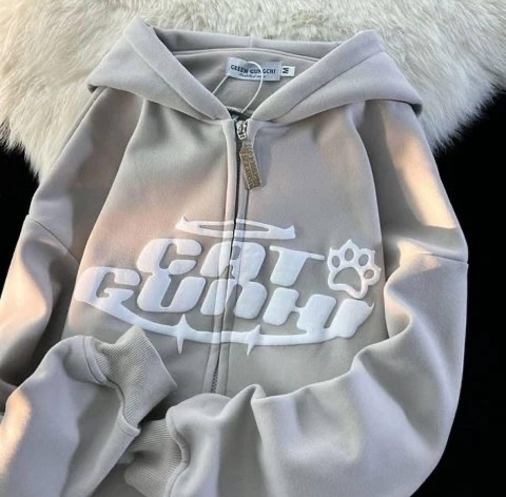 Жіночий теплий оверсайз худі з вушками тринитка на флісі Одеса - фото 1