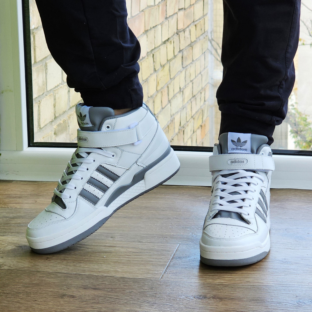 Високі Білі Кросівки Adidas Forum Шкіряні Чоловічі Черевики Адідас Форум (розміри: 41,42,43,45,46) Дніпро - фото 9