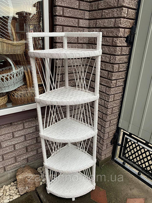Этажерка плетеная белая угловая Киев - изображение 7