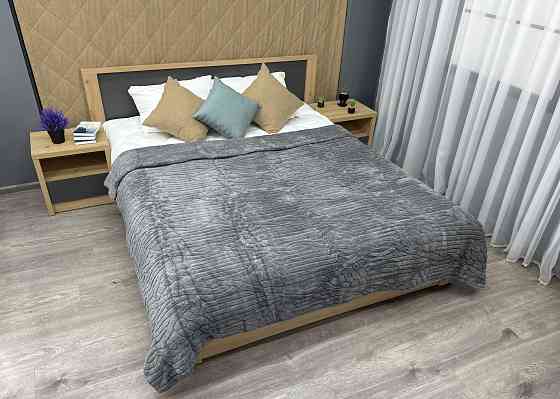 Плед 200х230 см (+-10см) на овчині "Косичка" колір сірий (87-305) Київ