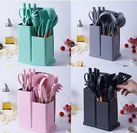 Набор кухонных принадлежностей 19 предметов с двойной подставкой доской набором ножей ZP-0102 Коломия