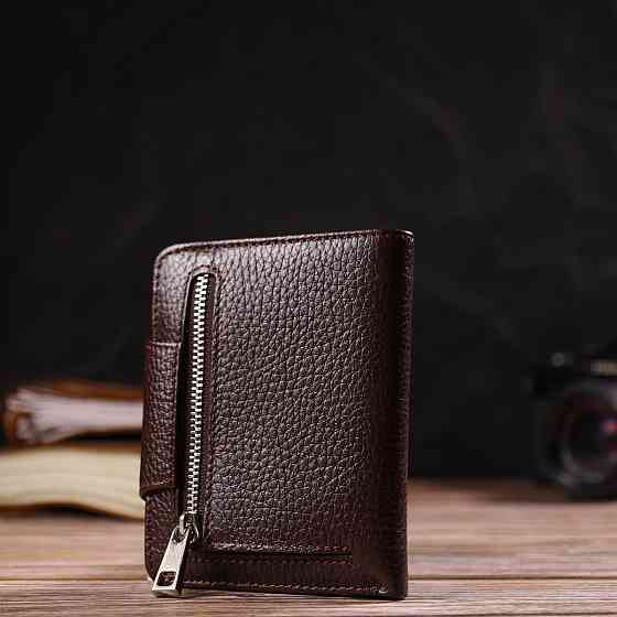 Практичное женское портмоне среднего размера из натуральной кожи Коричневое (CANPELLINI) Киев