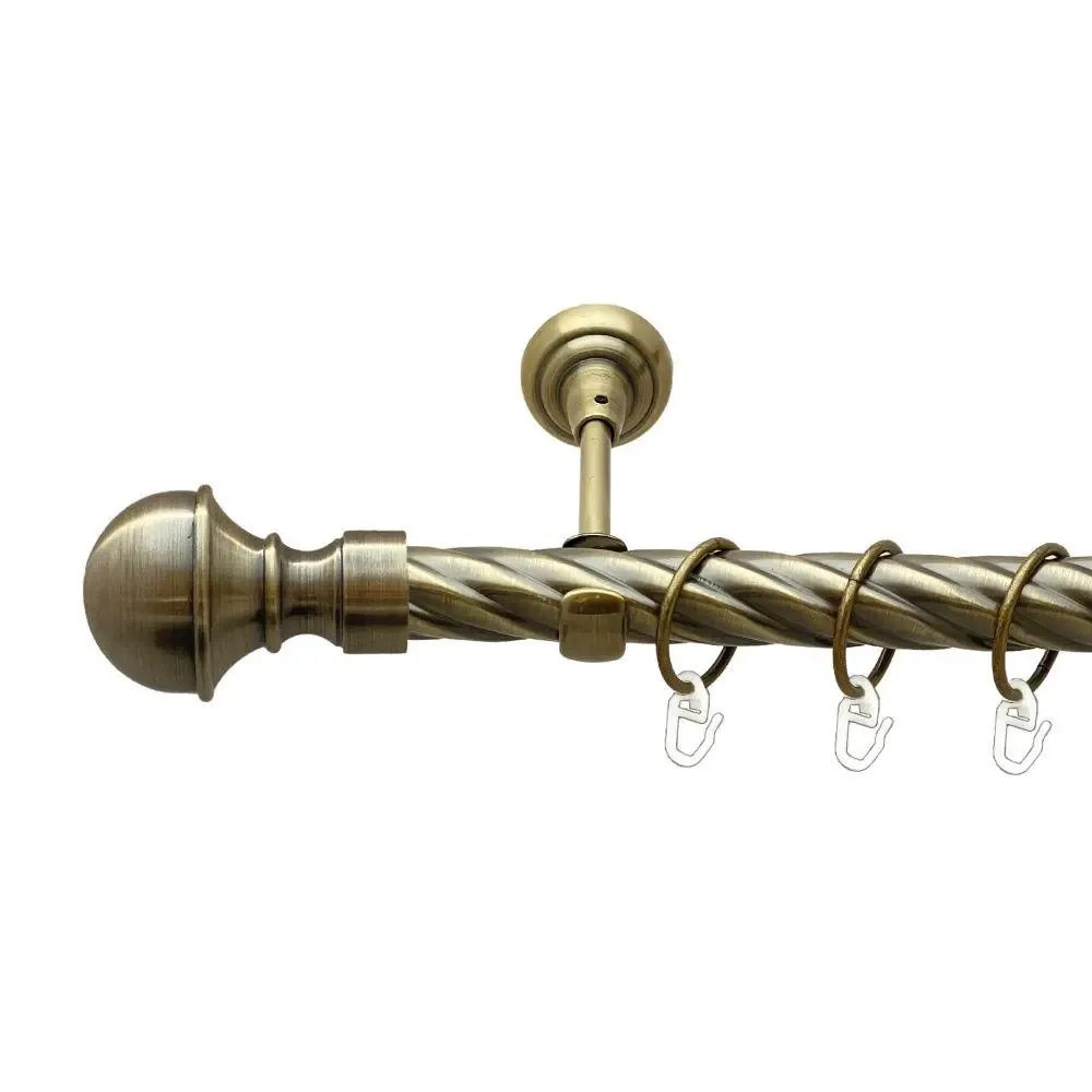 Карниз Orvit Бостон металевий однорядний відкритий скручена труба кільце металеве Антик 25 мм 240 см (00-00017685) Львів - фото 1