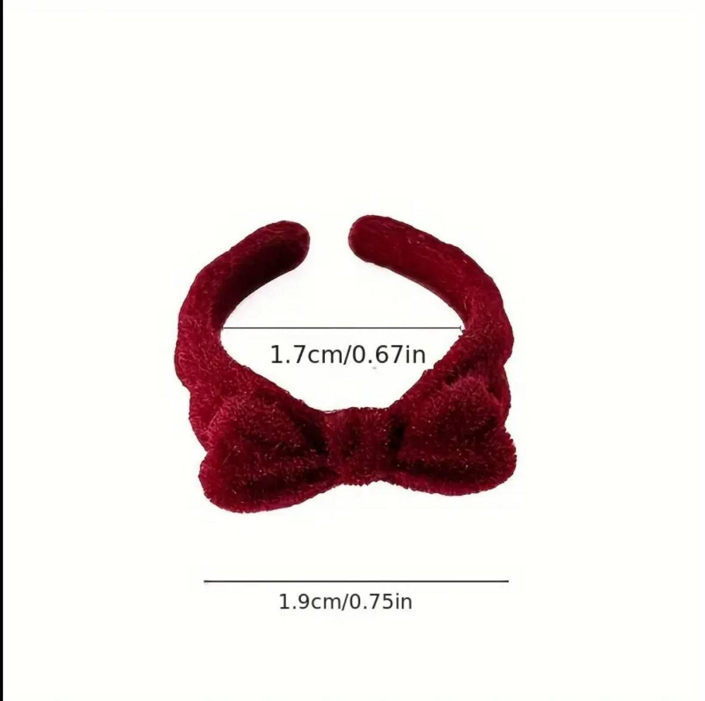 Оксамитова каблучка з бантом бордова, регульована Київ - фото 3