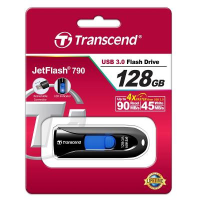 USB флеш накопичувач Transcend 128GB JetFlash 790 Black USB 3.0 (TS128GJF790K) Вінниця - фото 5