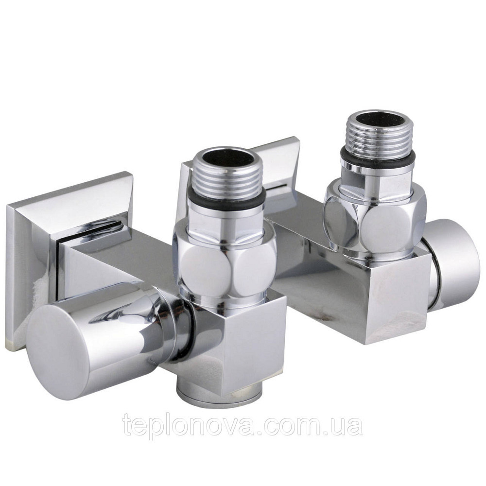 Краны квадратные (под ТЭН) для полотенцесушителя  Хромированные Solomon 1/2