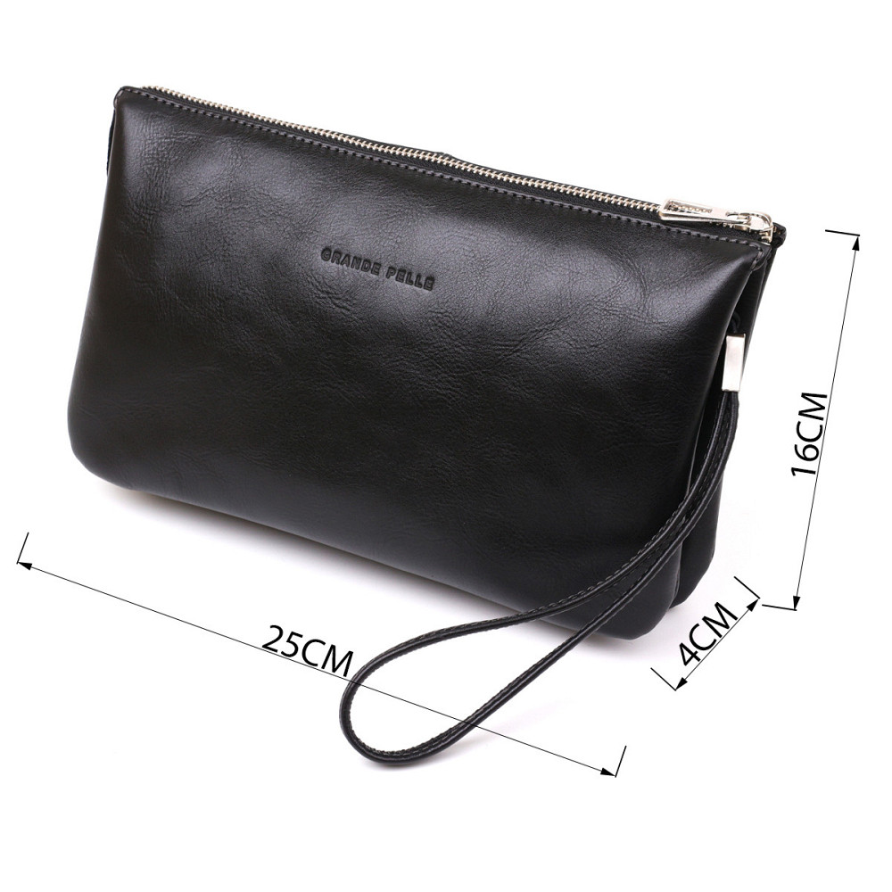 Барсетка мужская GRANDE PELLE 11146 в гладкой коже Черная Киев - изображение 4