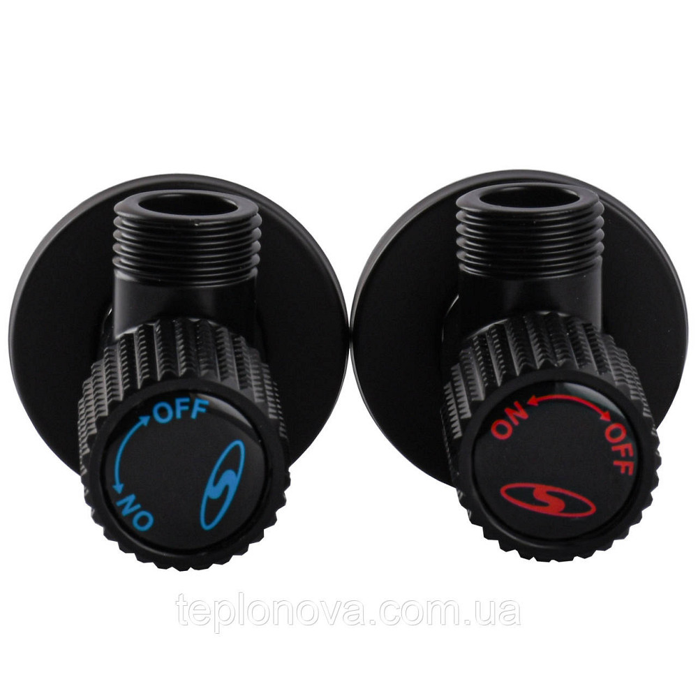 !!Набор кранов угловых  керамика SOLOMON EXCLUSIVE 1/2″X1/2″ 9889 BB (BLACK/BLACK) (комплект2шт.) Черновцы - изображение 3