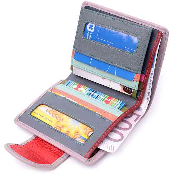 Портмоне з монетницею зовні для стильних жінок шкіряне Бежевий (ST Leather) Київ