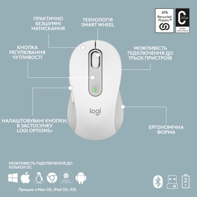 Комплект Logitech MK950 Bluetooth/Wireles UA Off-White (920-012491) Вінниця - фото 3