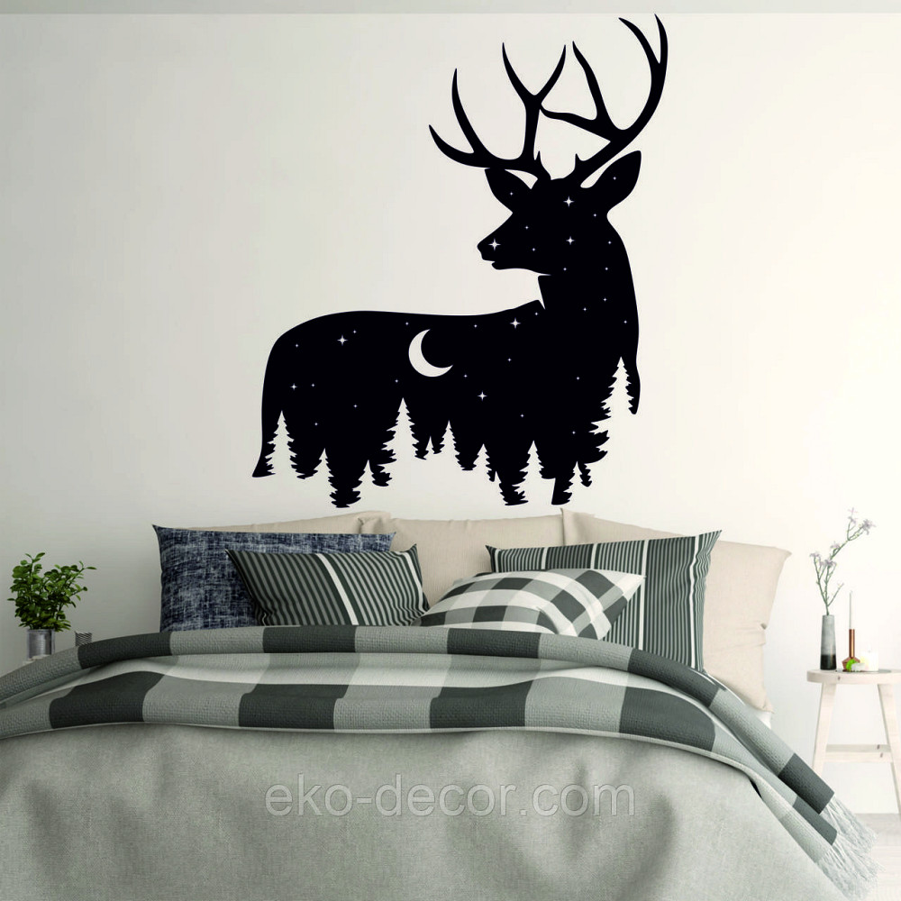 Декоративное настенное Панно «Новогодний олень» Декор на стену 70*58 см, Черный Киев - изображение 5