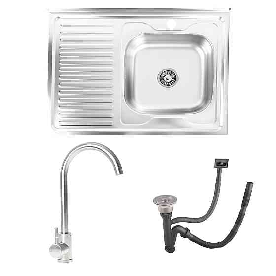 VALESO КОМПЛЕКТ мийка накладна 8060 САТИН "R" 0,7/160 TM Valeso + 56 NESP змішувач кухонний Киев