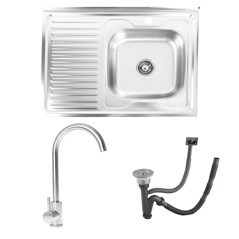 VALESO КОМПЛЕКТ мийка накладна 8060 САТИН "R" 0,7/160 TM Valeso + 56 NESP змішувач кухонний Київ - фото 1