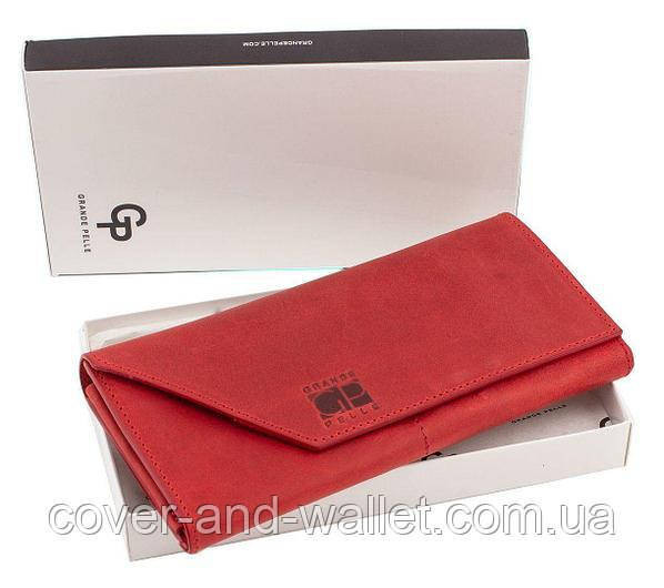 Большой красный женский кошелек ручной работы на магнитах Grande Pelle Festa Киев - изображение 9