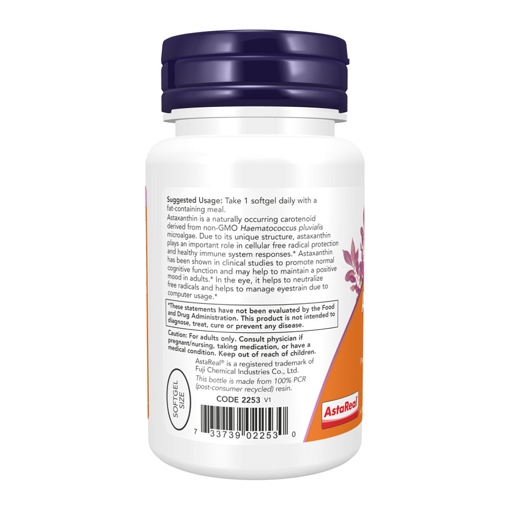 Астаксантин Now Foods Astaxanthin 12 mg Triple Strength - 60 softgels Луцк - изображение 3