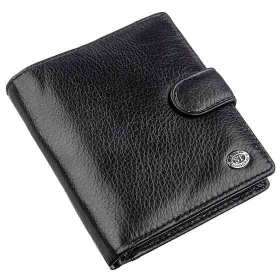 Невеликий шкіряний гаманець для чоловіків ST Leather 18832 Чорний Київ