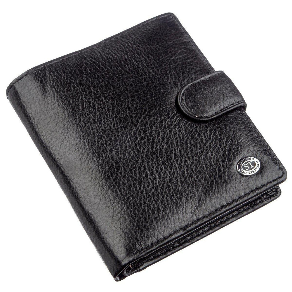 Невеликий шкіряний гаманець для чоловіків ST Leather 18832 Чорний Київ - фото 1