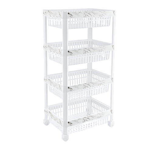 Поличка універсальна на колесах з декором вузька (6) (х128 білий мармур) Житомир