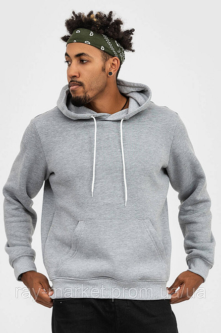 Худі базове утеплене Ray Basic чоловіче сірий меланж (U0401M-Grey Heather) Київ - фото 1