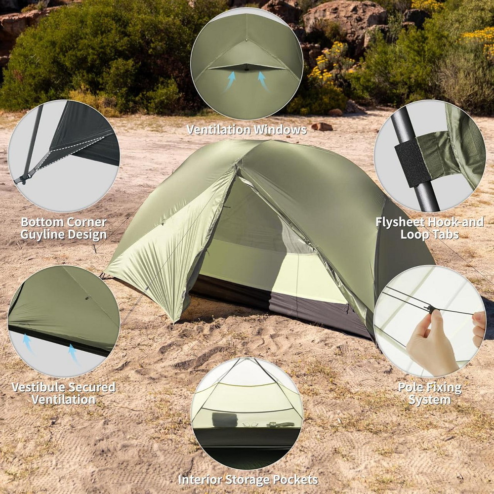 Намет одномісний легкий Naturehike Mongar Pro 1 (Оливковий) Київ - фото 9