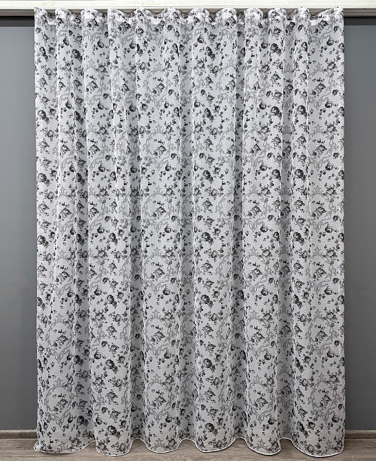 Тюль VR-Textil 909т Flora Батист Білий з чорно-білим 200х270 см (42-1165) Київ - фото 2