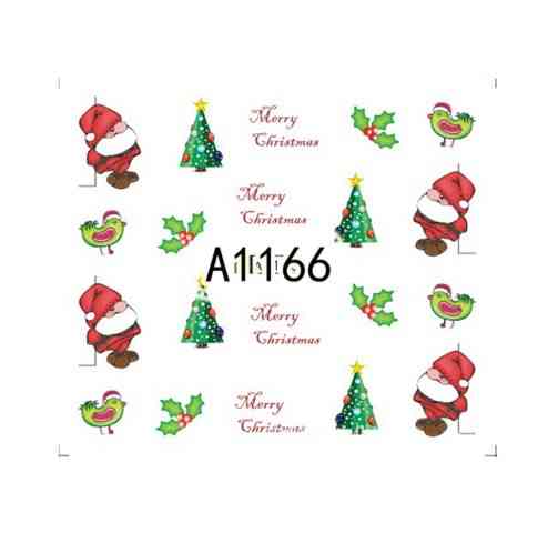 Новорічні наклейки на нігті з гномами - розмір стікера 5*6см, в описі товару є інструкція по застосуванню Київ