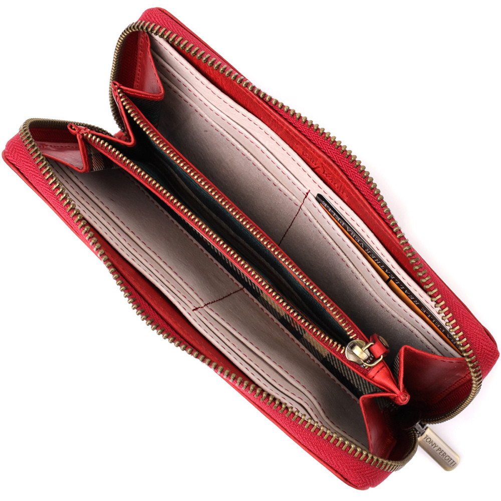 Жіночий гаманець з матової натуральної шкіри Tony Perotti 20834_1 (2250 rosso) Червоний Київ - фото 1