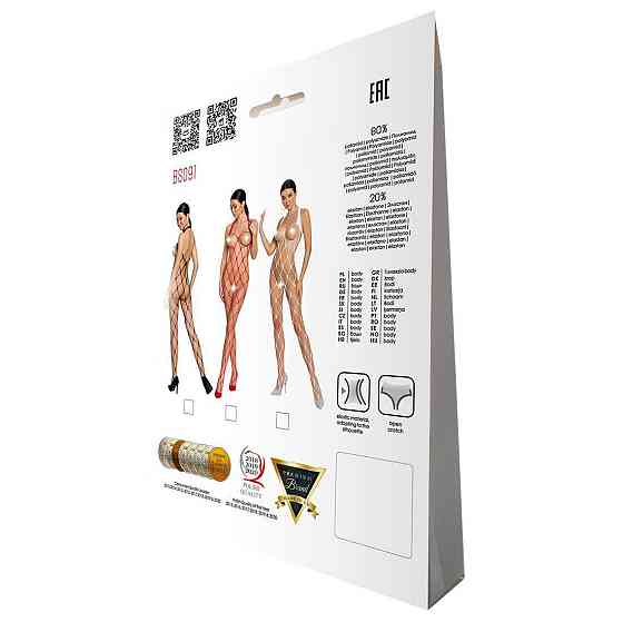 Бодістокінг у дуже велику сітку Passion BS091 white, з доступом Sex Aura Київ