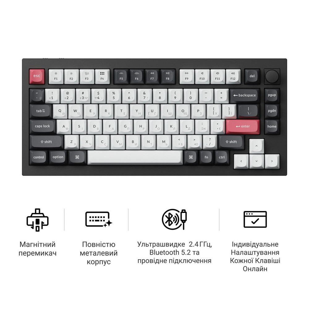 Клавіатура бездротова Keychron Q1 HE Magnetic Switch Black RGB (Q1H-M1-UA) ( 28651 ) Харьков - изображение 7