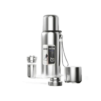 Термос Merlion з ситечком та чашкою 1 л, сталевий (ZK-127-1000Grey) Вінниця - фото 1