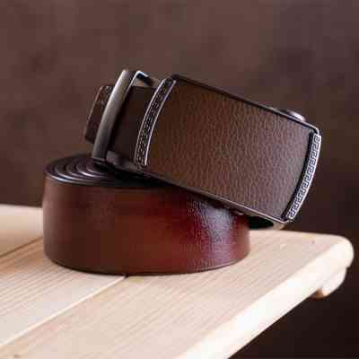 Ремень Vintage Мужской c пряжкой-автомат Коричневый (20339) Винница