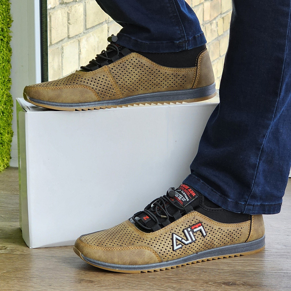 Мужские Мокасины Кроссовки FILA Коричневые с Перфорацией Туфли (размеры: 40,41,42,43,44,45) Видео Обзор - 17-3 Днепр - изображение 9