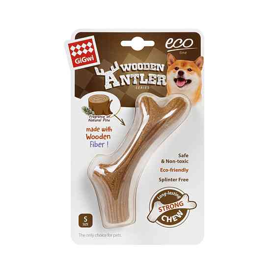 Игрушка для собак Рог жевательный GiGwi Wooden Antler, дерево, полимер, S Киев