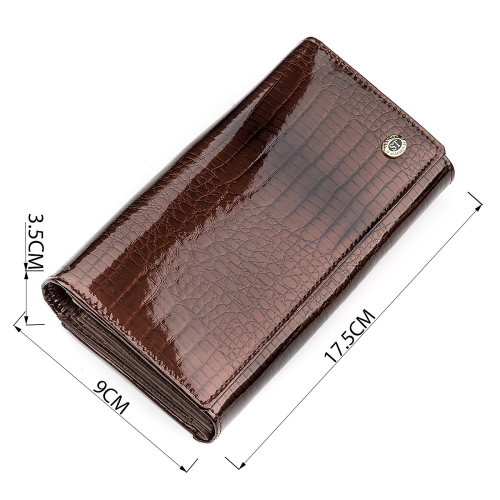 Гаманець жіночий ST Leather 18431 (S9001A) лакована шкіра Коричневий Київ - фото 13