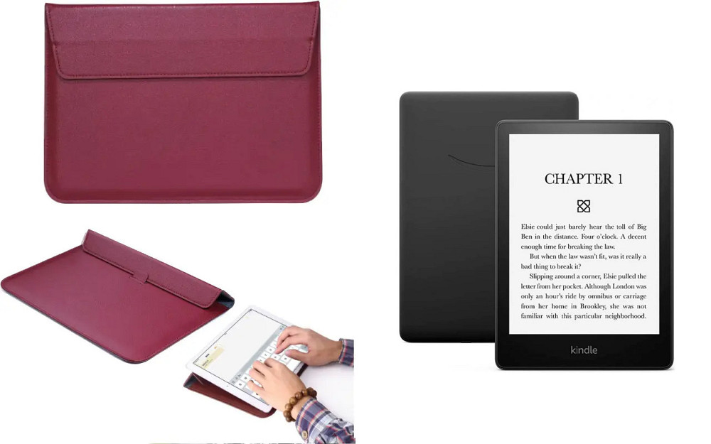 Чохол-конверт VitoCase для Amazon Kindle Paperwhite Signature Edition 11th Gen, з функцією підставки для книги Бордовий Київ - фото 1