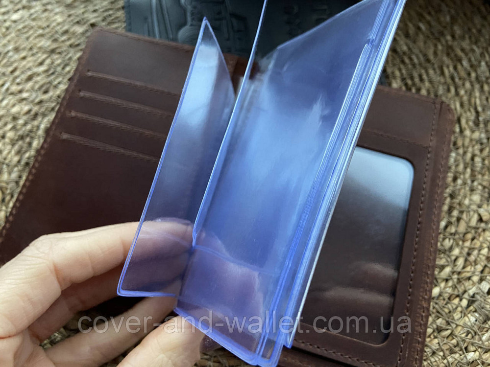 Вінтажна шкіряна обкладинка на авто документи коричневого кольору ST Leather Київ - фото 2