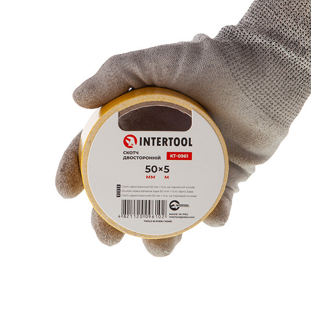 Скотч двосторонній, 5 м, 50 мм, на тканинній основі INTERTOOL KT-0961 Київ - фото 6