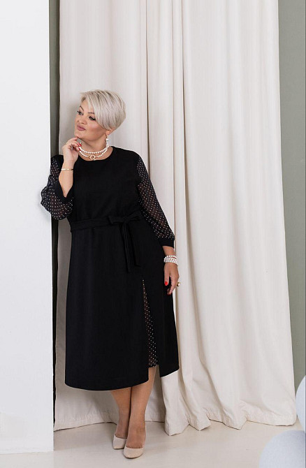 Женское стильное праздничное платье шифон+креп дайвинг 56/58 Одесса - изображение 2