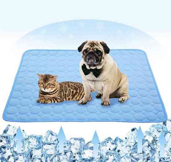 Коврик для котов и собак охлаждающий и дышащий, с мягкой подкладкой, летний, размер 40*30 см, синий, нейлон. Киев