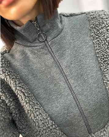 Женский стильный и удобный костюм двойка тринитка на флисе, трикотаж «Барашек» Графит, 42/44 Одесса