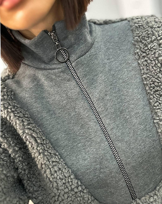 Женский стильный и удобный костюм двойка тринитка на флисе, трикотаж «Барашек» Графит, 42/44 Одесса - изображение 6