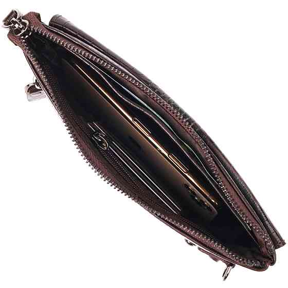 Елегантний клатч для чоловіків із натуральної фактурної шкіри Коричневий (CANPELLINI) Київ