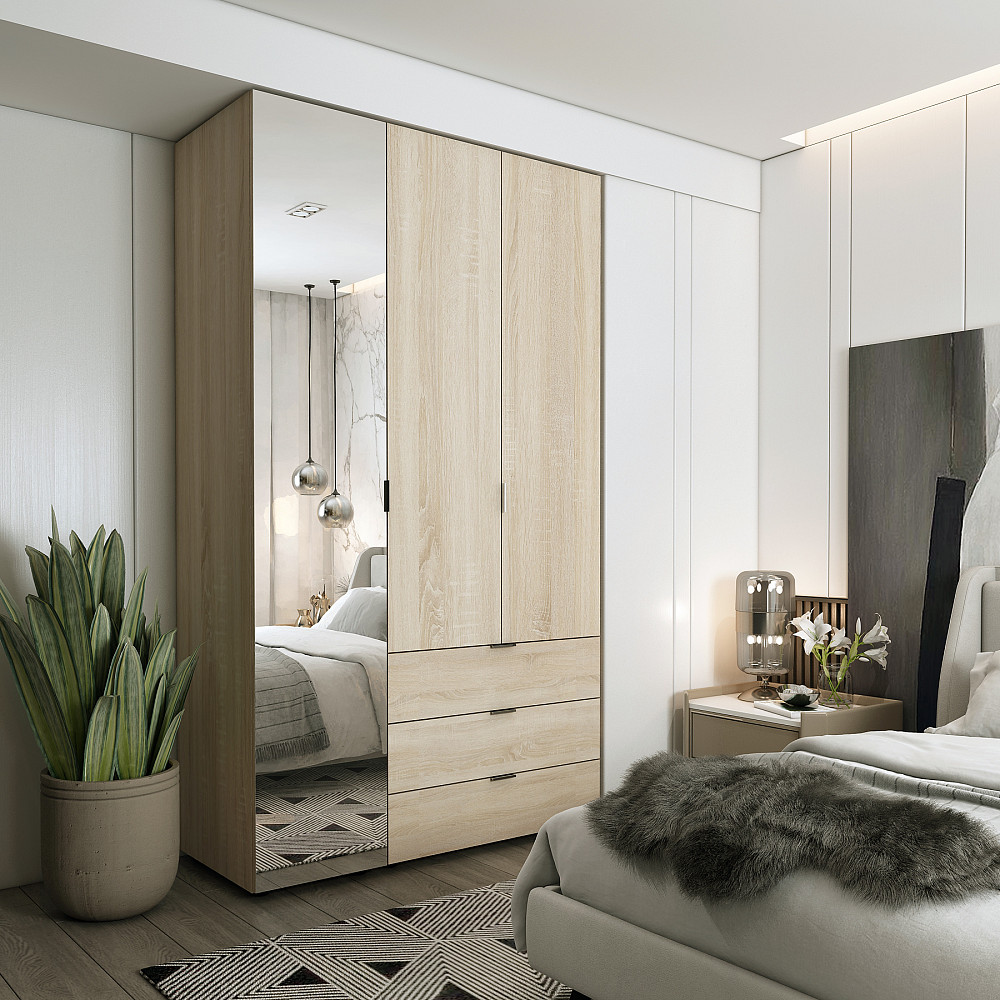 Комплект шаф для одягу Doros Гелар (2 шт.) 116,5х49,5х203,4 см Дзеркало/Дуб сонома (DRS-011134) Львів - фото 1