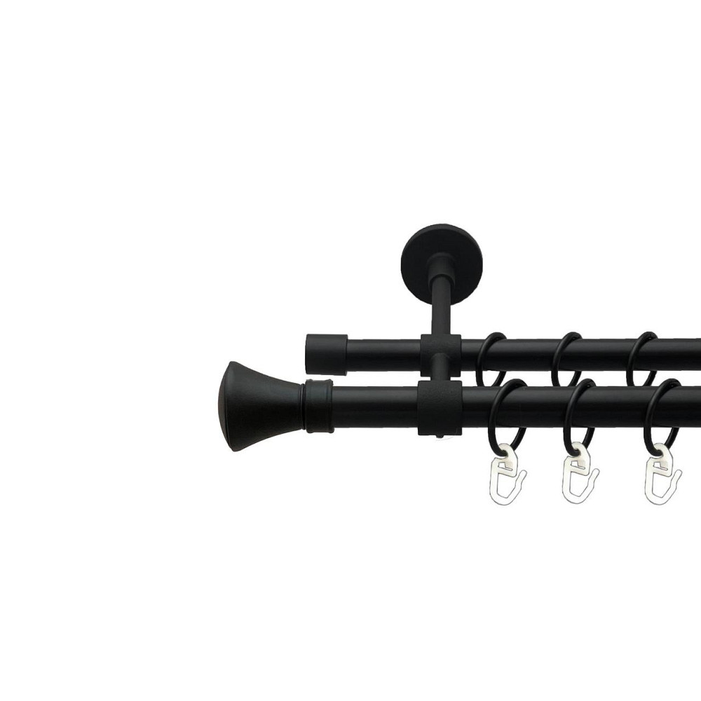 Карниз Orvit Люксор металевий дворядний закритий гладка труба кільце металеве Чорний Оксамит 19\16 мм 200 см (00-00027042) Львів - фото 1